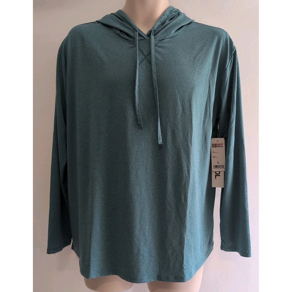 NWT 32 Degrees Cool Men's Hooded Long-sleeve Shirt Lightweight Deep Lake Large